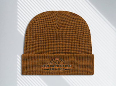 Custom imprinted Waffle Knit Beanie for Arlington, TX with a local business logo