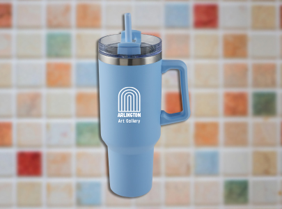 Custom imprinted 40 Oz. Tumbler for Arlington, TX with a local business logo