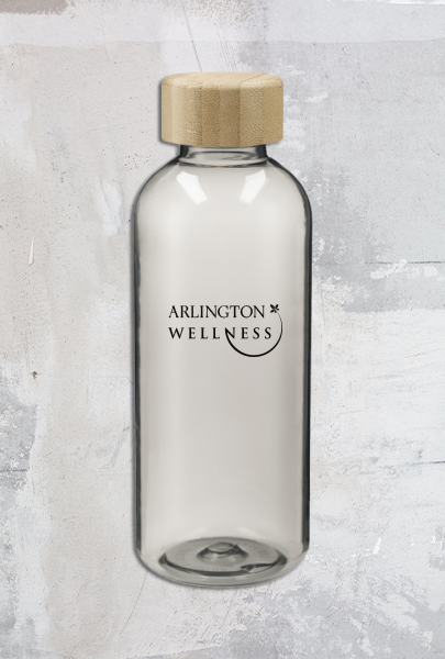 Custom imprinted Bottle with Bamboo Lid for Arlington, TX with a local business logo